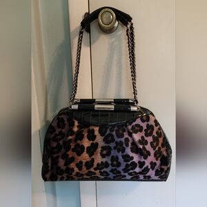 Cromia Italian purses, animal print with patent leather. Chain handle.